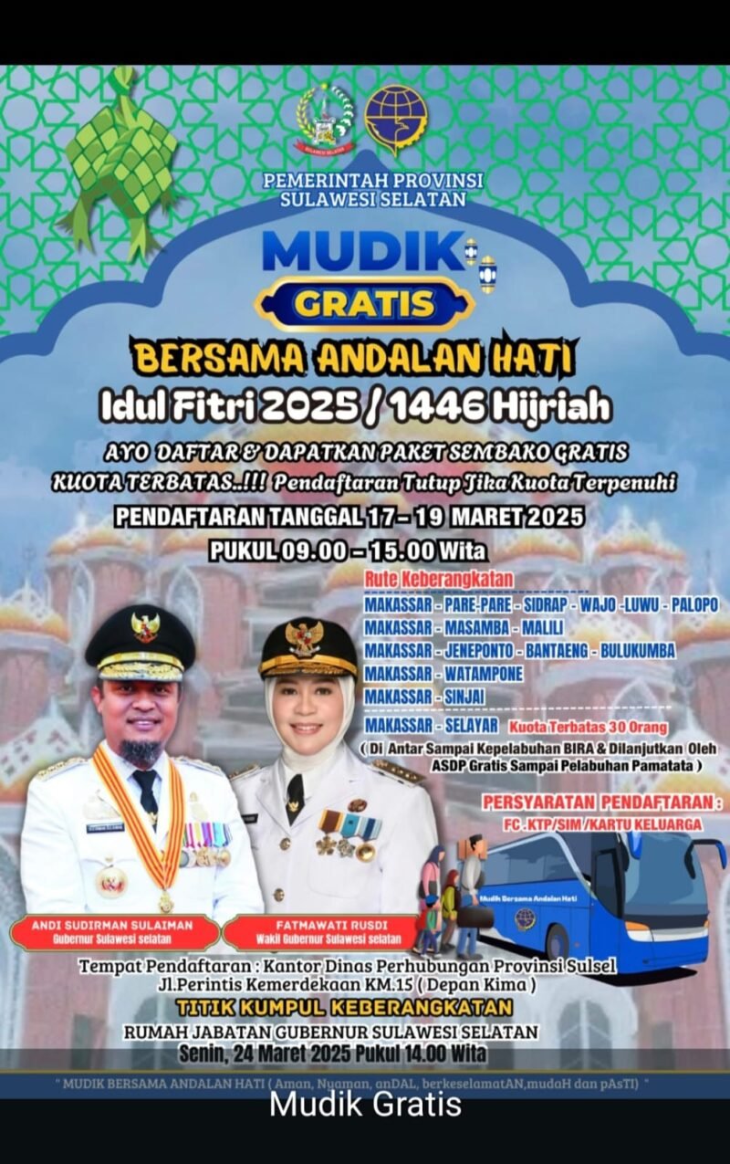 Pemprov Sulsel Gelar Program Mudik Gratis
